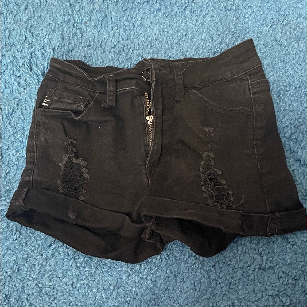 KanCan Black Ripped Jean Shorts